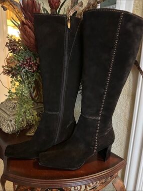 Liz Claiborne New Women's Knee-High Suede Block Heel Boots - black